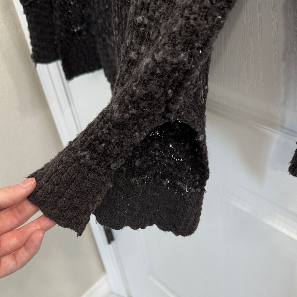 Free People Jeepster Wool Honeycomb Sweater Charcoal Gray Women’s Large - Picture 7 of 9